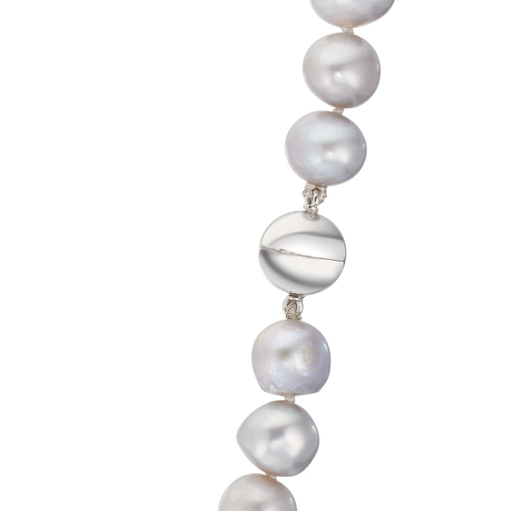 Collier 750/18K hvidguld Ferskvands kulturperle grå 10.5-11 mm 42 cm