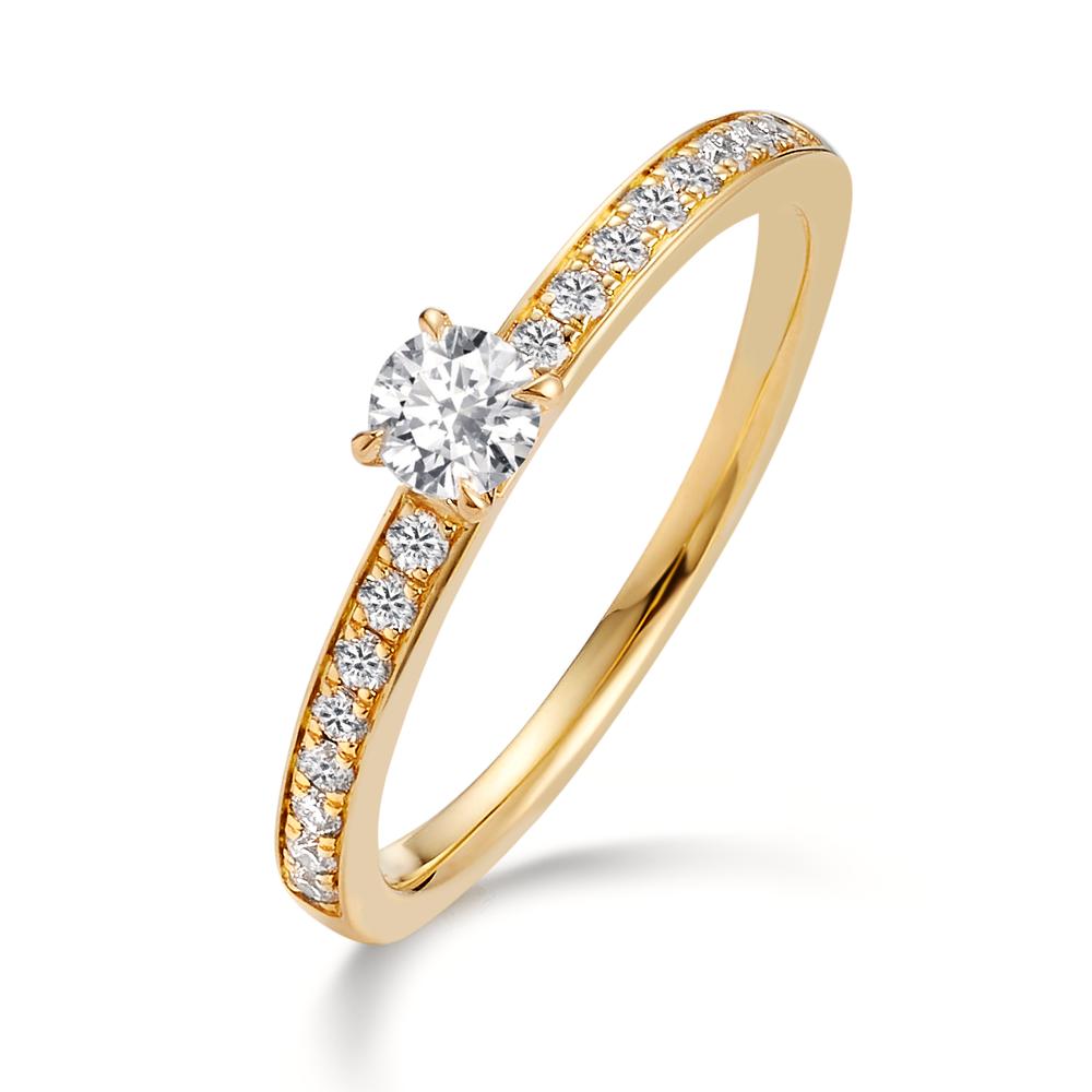Solitaire ring 750/18K guld Diamant 0.34 ct, 17 Sten , w-si