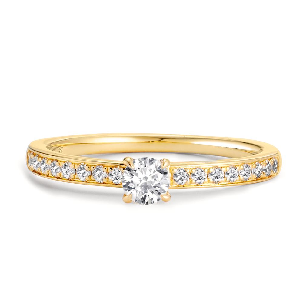 Solitaire ring 750/18K guld Diamant 0.34 ct, 17 Sten , w-si