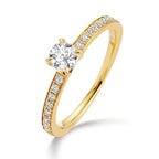 Solitaire ring 750/18K guld Diamant hvid , 0.30 ct, [Brillant], w-si, Diamant hvid , 0.20 ct, 18 Sten , [Brillant], w-si