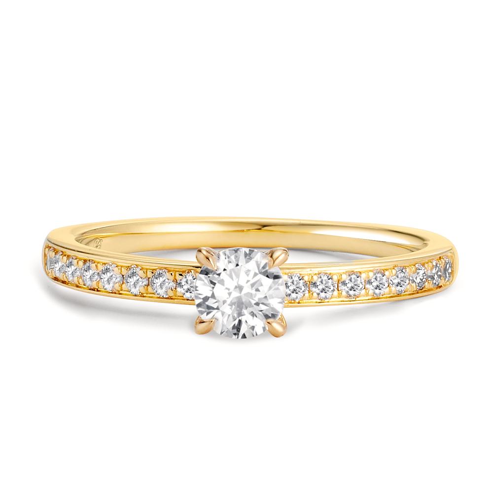 Solitaire ring 750/18K guld Diamant hvid , 0.20 ct, 18 Sten , [Brillant], w-si, Diamant hvid , 0.30 ct, [Brillant], w-si