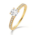 Solitaire ring 750/18K guld Diamant 0.47 ct, [Brillant], w-si, Diamant 0.18 ct, 18 Sten , [Brillant], w-si