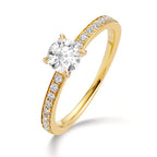 Solitaire ring 750/18K guld Diamant 0.47 ct, [Brillant], w-si, Diamant 0.18 ct, 18 Sten , [Brillant], w-si