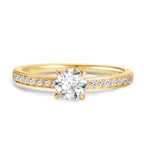 Solitaire ring 750/18K guld Diamant 0.47 ct, [Brillant], w-si, Diamant 0.18 ct, 18 Sten , [Brillant], w-si