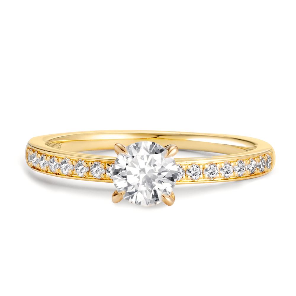 Solitaire ring 750/18K guld Diamant 0.47 ct, [Brillant], w-si, Diamant 0.18 ct, 18 Sten , [Brillant], w-si