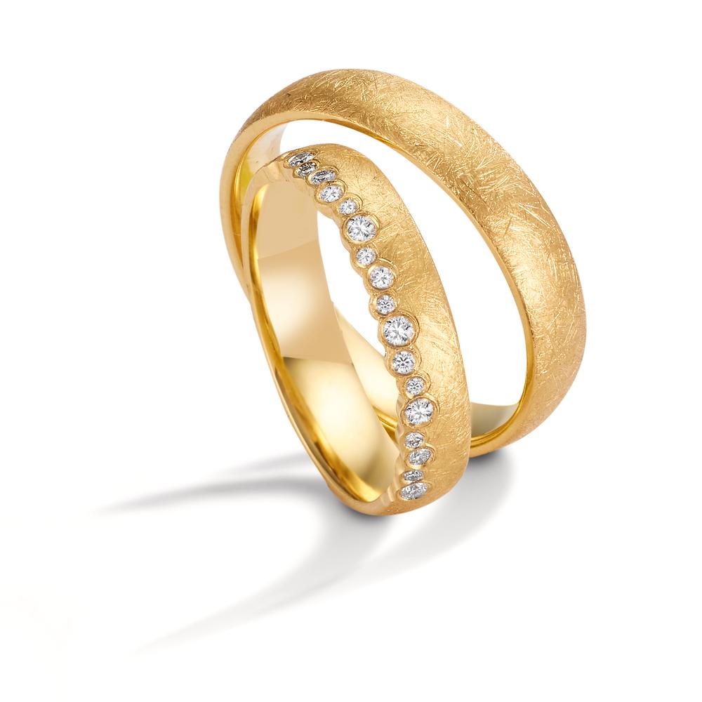 Partnerringe 750/18K guld Diamant 0.16 ct, 19 Sten , w-si