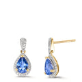 Øreringe 750/18K guld Tanzanit 1.16 ct, 2 Sten, Diamant 0.21 ct, w-si