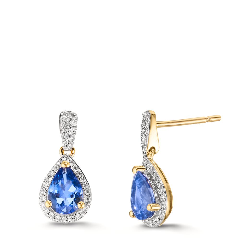 Øreringe 750/18K guld Tanzanit 1.16 ct, 2 Sten, Diamant 0.21 ct, w-si