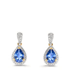 Øreringe 750/18K guld Tanzanit 1.16 ct, 2 Sten, Diamant 0.21 ct, w-si