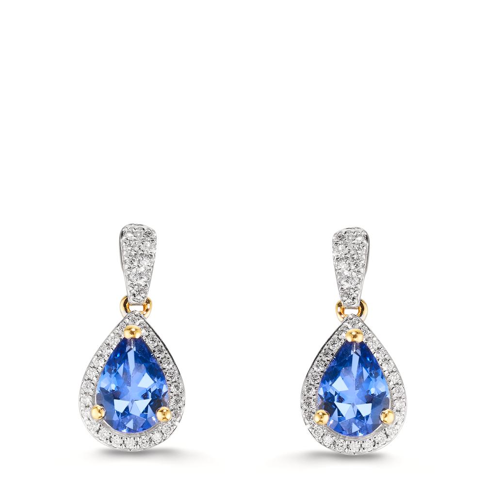 Øreringe 750/18K guld Tanzanit 1.16 ct, 2 Sten, Diamant 0.21 ct, w-si