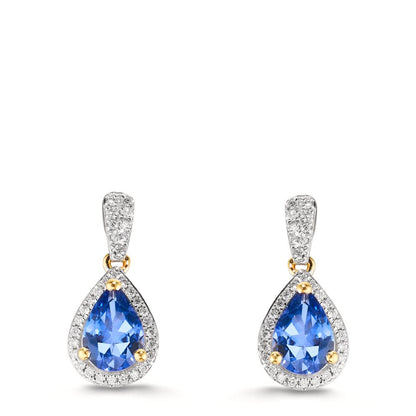 Øreringe 750/18K guld Tanzanit 1.16 ct, 2 Sten, Diamant 0.21 ct, w-si