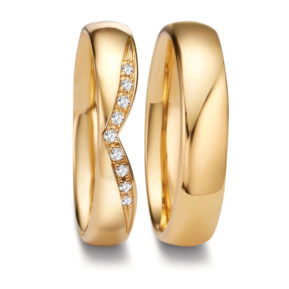 Partnerringe 750/18K guld Diamant 0.045 ct, 9 Sten , tw-vsi