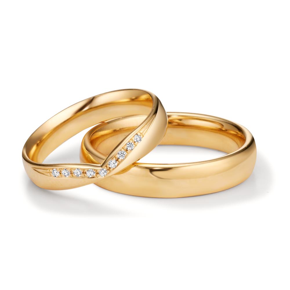 Partnerringe 750/18K guld Diamant 0.045 ct, 9 Sten , tw-vsi