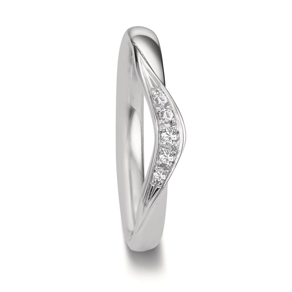 Partnerringe 750/18K hvidguld Diamant 0.045 ct, 5 Sten , tw-vsi