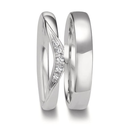 Partnerringe 750/18K hvidguld Diamant 0.045 ct, 5 Sten , tw-vsi