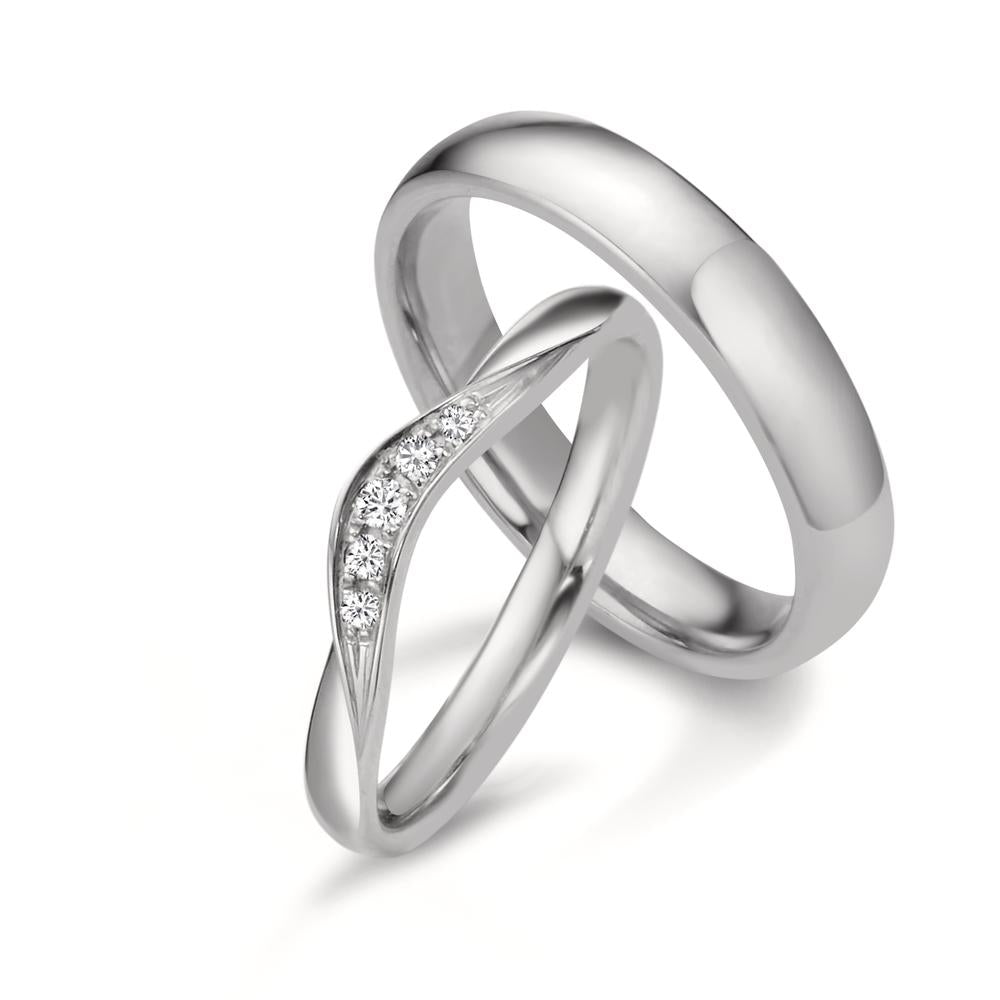 Partnerringe 750/18K hvidguld Diamant 0.045 ct, 5 Sten , tw-vsi