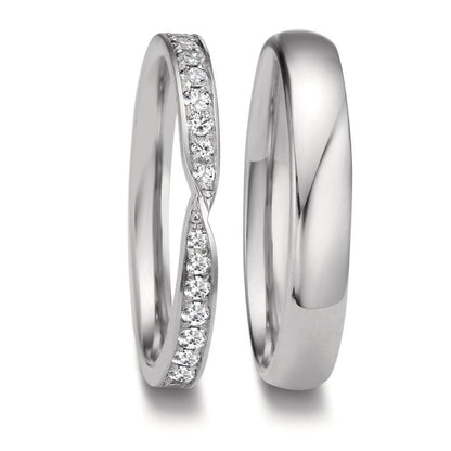 Partnerringe 750/18K hvidguld Diamant 0.226 ct, 18 Sten , tw-vsi
