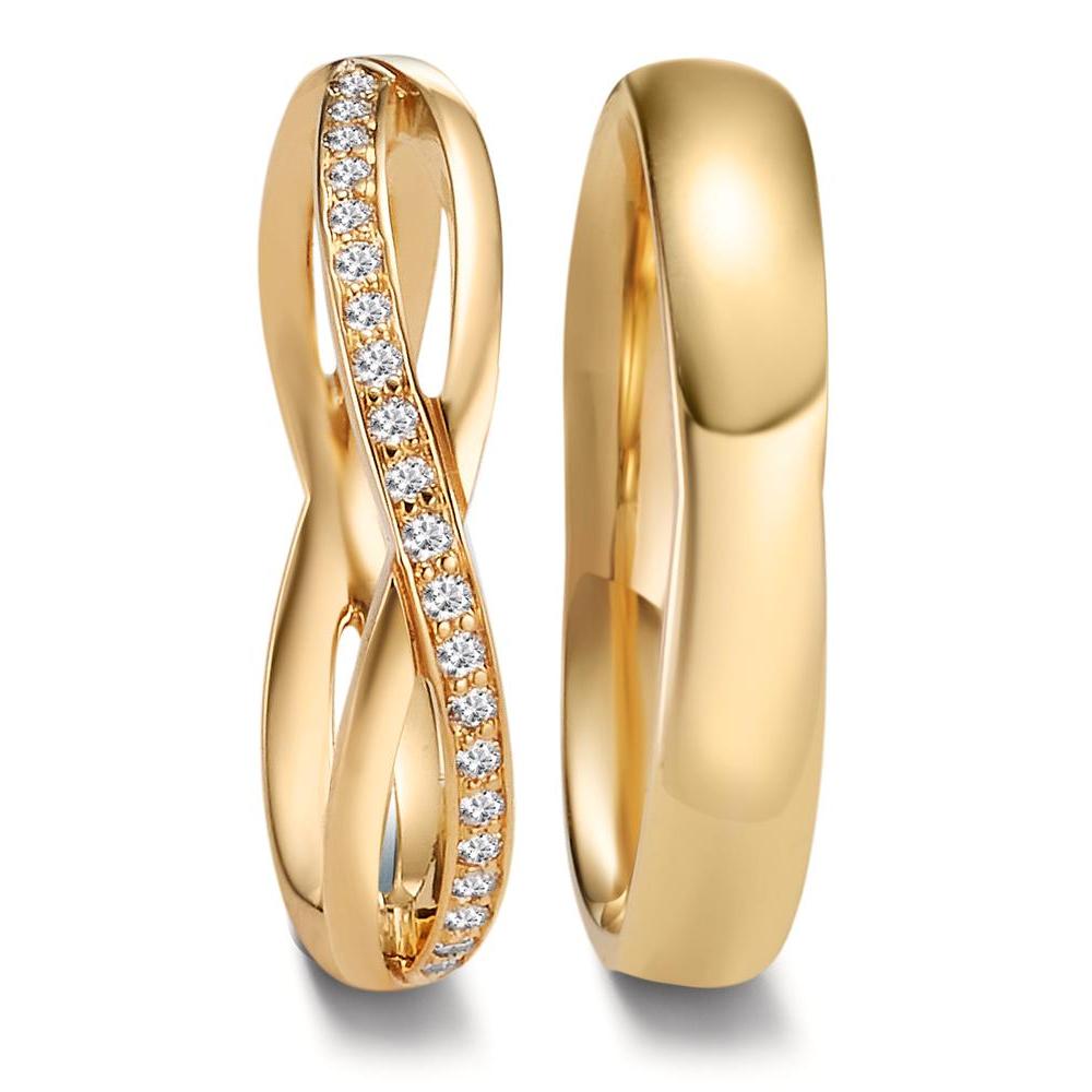 Partnerringe 750/18K guld Diamant 0.095 ct, 19 Sten , w-vsi