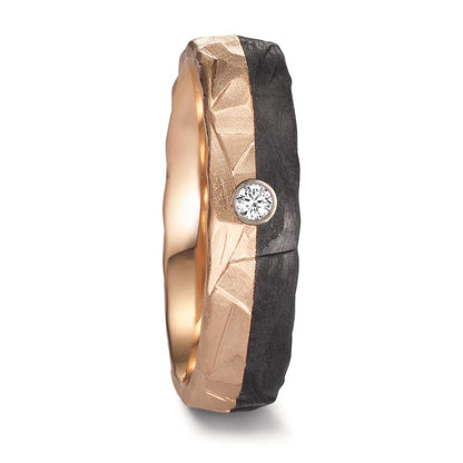 Partnerringe 585/14K roseguld, Kulstof Diamant 0.03 ct, w-si