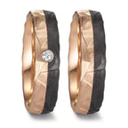 Partnerringe 585/14K roseguld, Kulstof