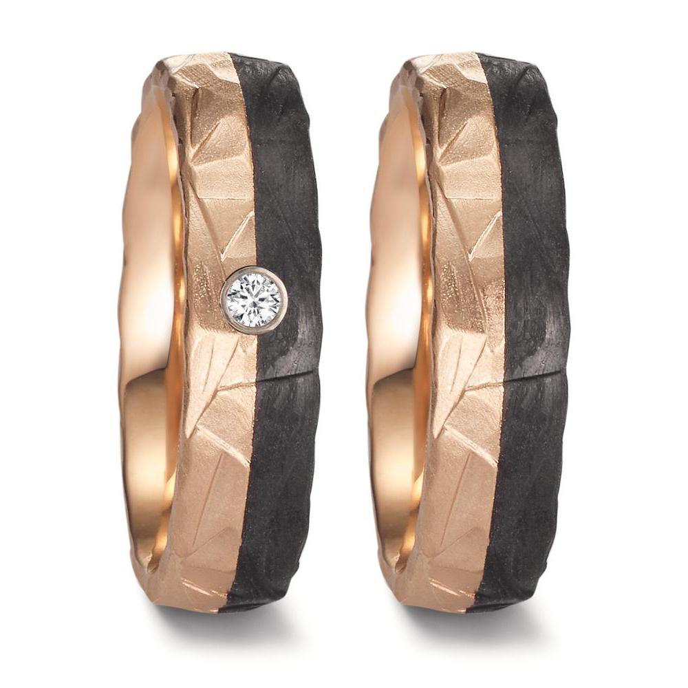 Partnerringe 585/14K roseguld, Kulstof