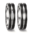 Partnerringe 950 platin, Kulstof Diamant 0.034 ct, 5 Sten , w-si