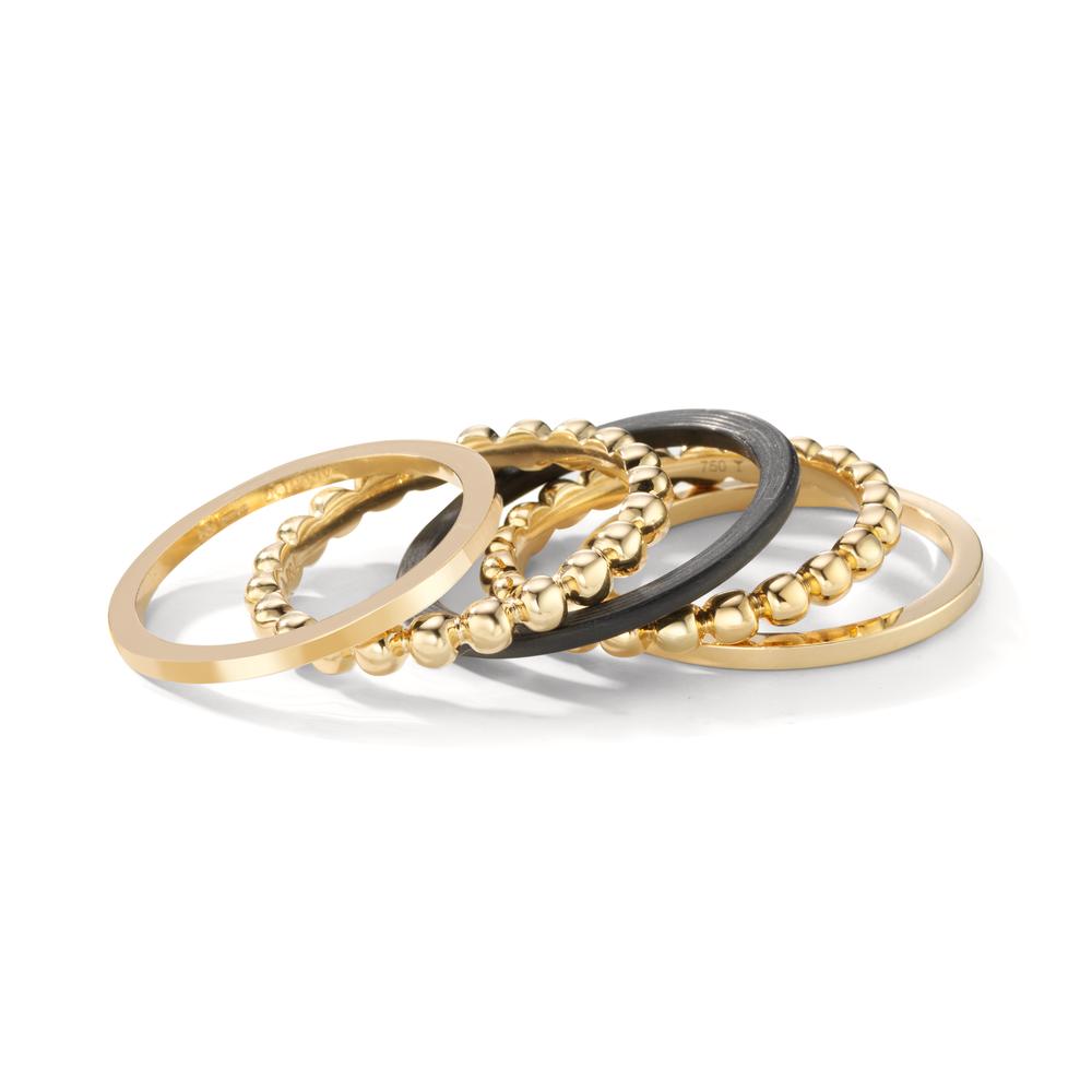Ring sæt 750/18K guld, Kulstof