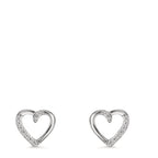 Ørestikker 750/18K hvidguld Diamant 0.045 ct, 18 Sten , w-si Hjerte Ø7 mm