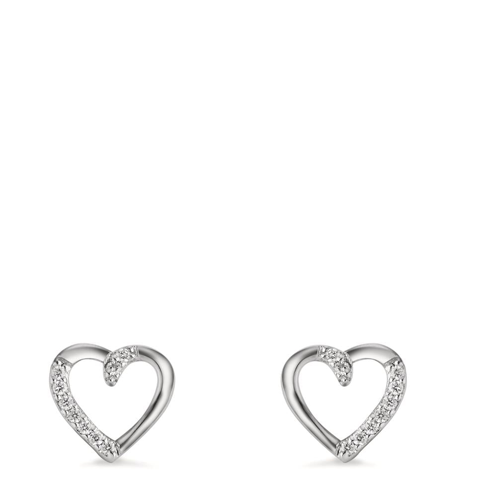 Ørestikker 750/18K hvidguld Diamant 0.045 ct, 18 Sten , w-si Hjerte Ø7 mm