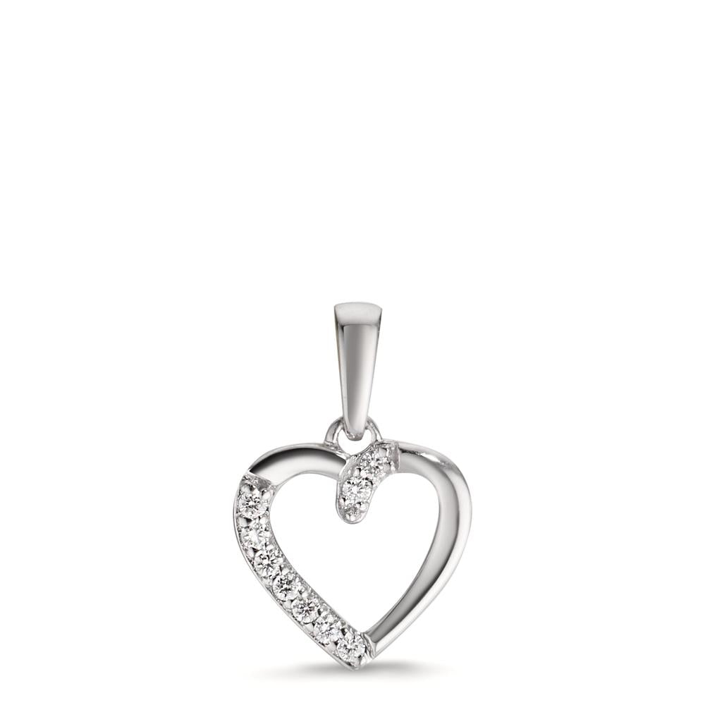 Vedhæng 750/18K hvidguld Diamant 0.05 ct, 9 Sten , w-si Hjerte Ø9.5 mm