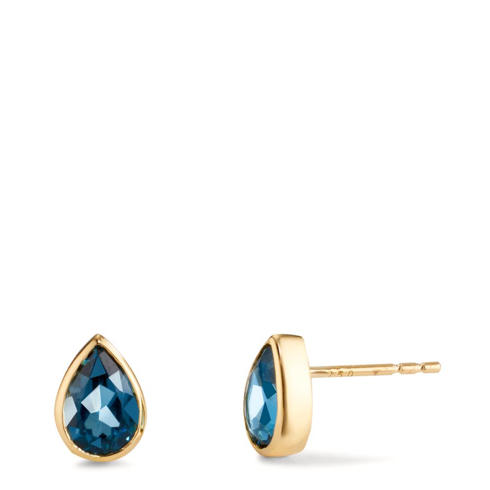 Ørestikker 750/18K guld London Blue Topaz 2 Sten