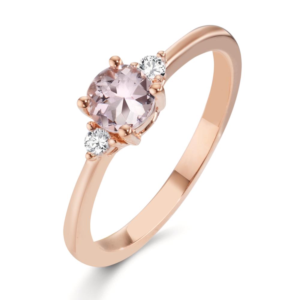 Ringe 750/18K rødguld Morganit lyserød, Diamant 0.065 ct, 2 Sten , w-si
