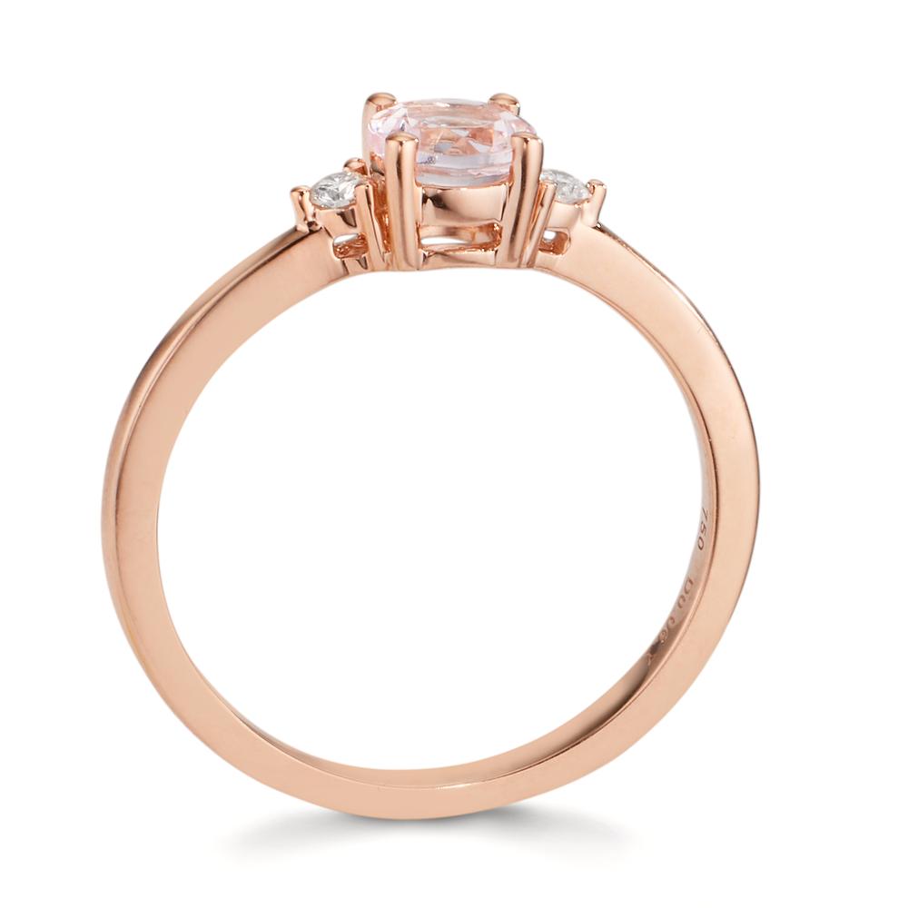 Ringe 750/18K rødguld Morganit lyserød, Diamant 0.065 ct, 2 Sten , w-si