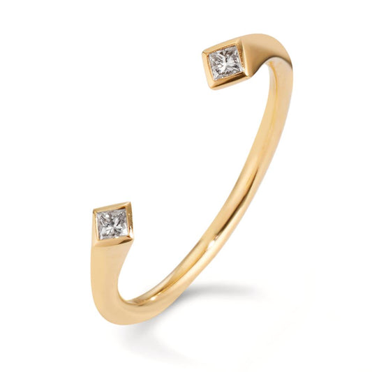 Ringe 750/18K guld Diamant 0.07 ct, 2 Sten , [Carrée], w-si