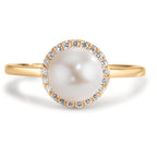 Ringe 750/18K guld Diamant 0.125 ct, w-si Ferskvands kulturperle 7-7.5 mm