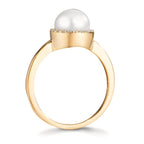 Ringe 750/18K guld Diamant 0.125 ct, w-si Ferskvands kulturperle 7-7.5 mm