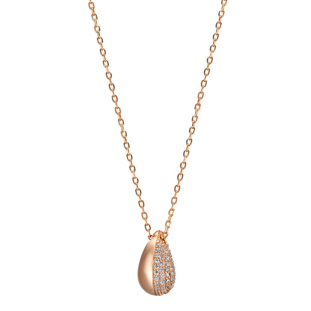 Collier Sølv Zirconia rose forgyldt 40-45 cm
