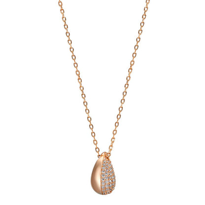 Collier Sølv Zirconia rose forgyldt 40-45 cm