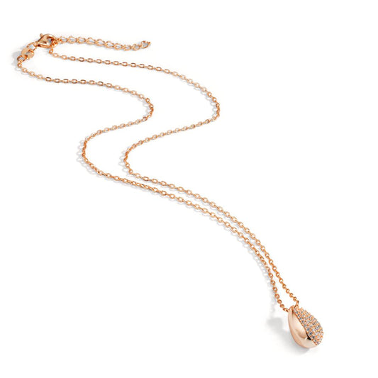 Collier Sølv Zirconia rose forgyldt 40-45 cm