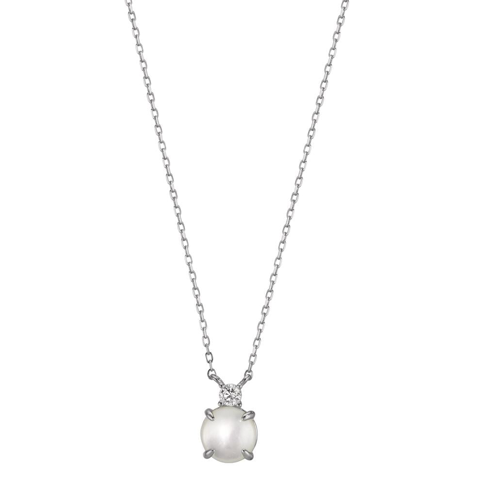 Collier Sølv Zirconia rhodineret Perlemor 40-45 cm