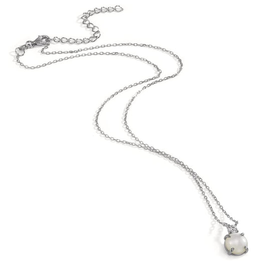 Collier Sølv Zirconia rhodineret Perlemor 40-45 cm