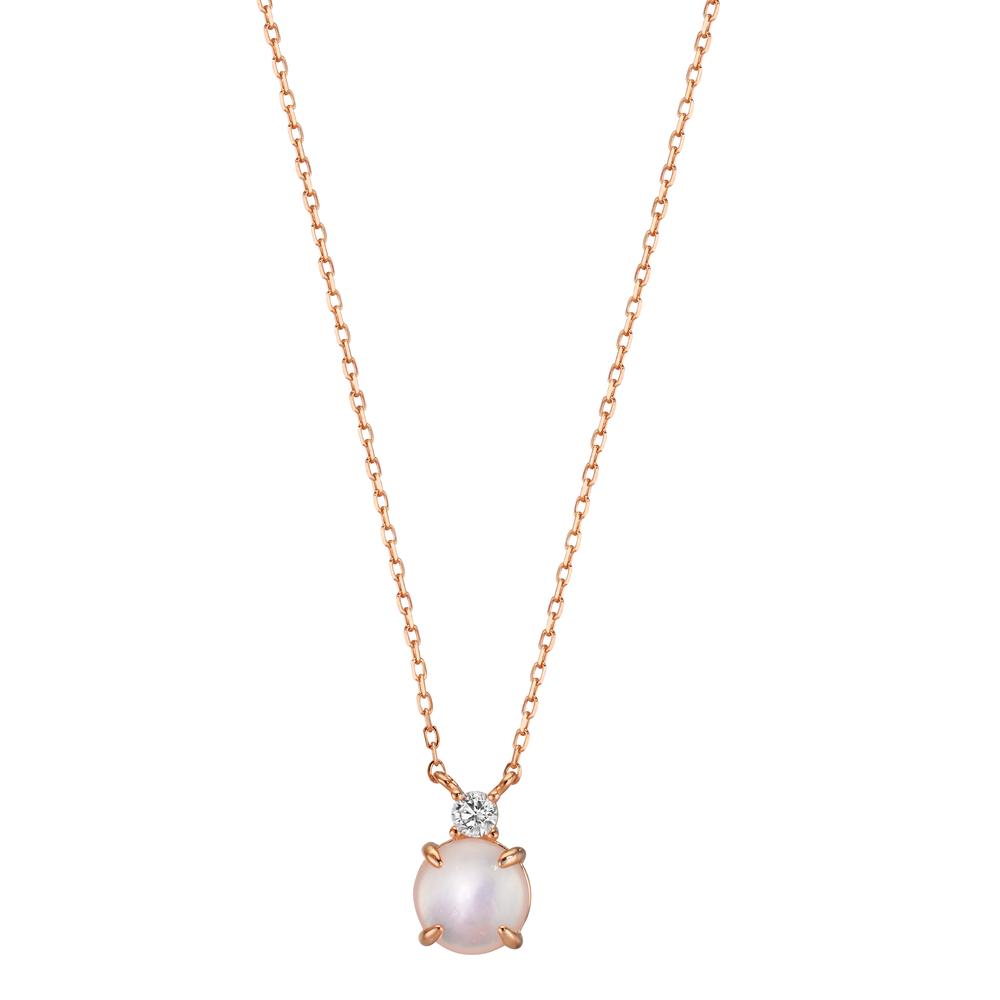 Collier Sølv Zirconia rose forgyldt Perlemor 40-45 cm