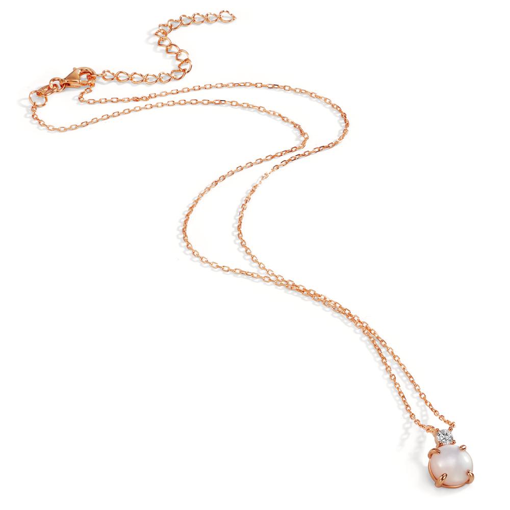 Collier Sølv Zirconia rose forgyldt Perlemor 40-45 cm