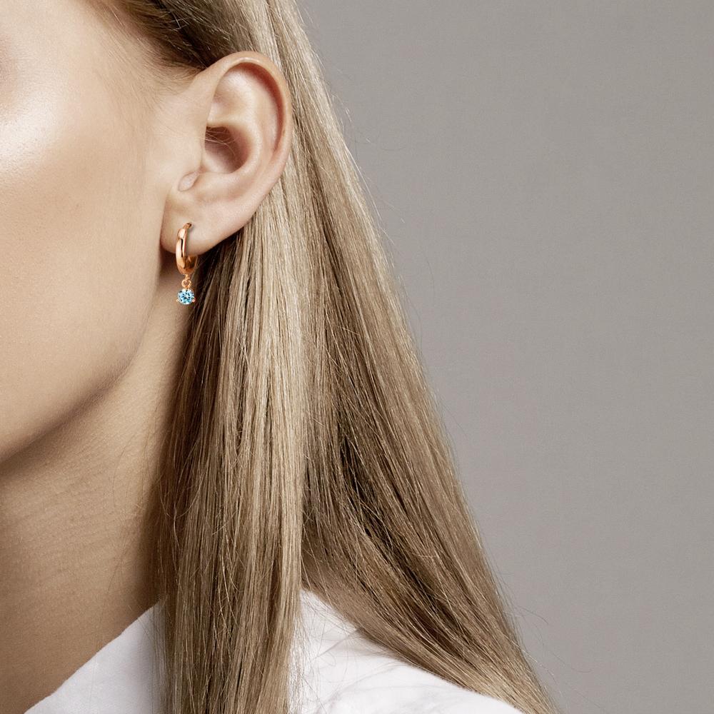 Click kreoler Sølv Zirconia aqua rose forgyldt