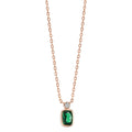 Collier Sølv Zirconia grøn, Zirconia hvid rose forgyldt 40-45 cm