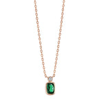 Collier Sølv Zirconia grøn, Zirconia hvid rose forgyldt 40-45 cm