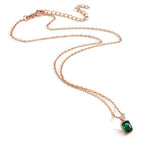Collier Sølv Zirconia grøn, Zirconia hvid rose forgyldt 40-45 cm
