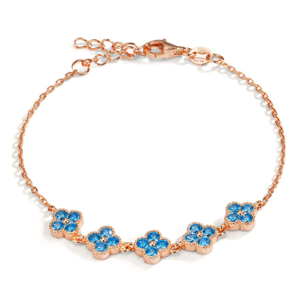 Armbånd Sølv Zirconia lyseblå, 20 Sten rose forgyldt Blomst