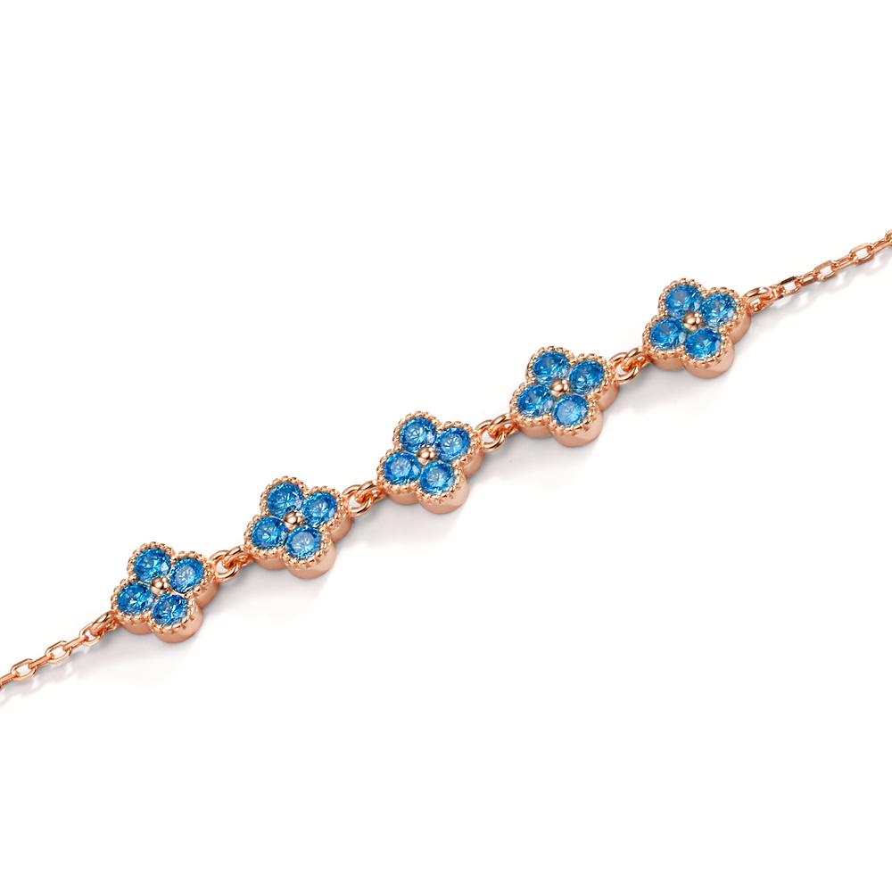 Armbånd Sølv Zirconia lyseblå, 20 Sten rose forgyldt Blomst