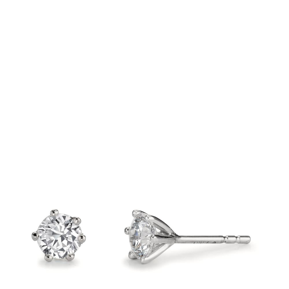 Ørestikker 750/18K hvidguld Diamond Lab dyrket 1 ct, 2 Sten , w-si Ø5.5 mm